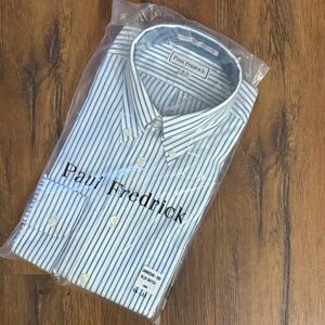 Paul Fredrick White and Blue Striped Dress Shirt